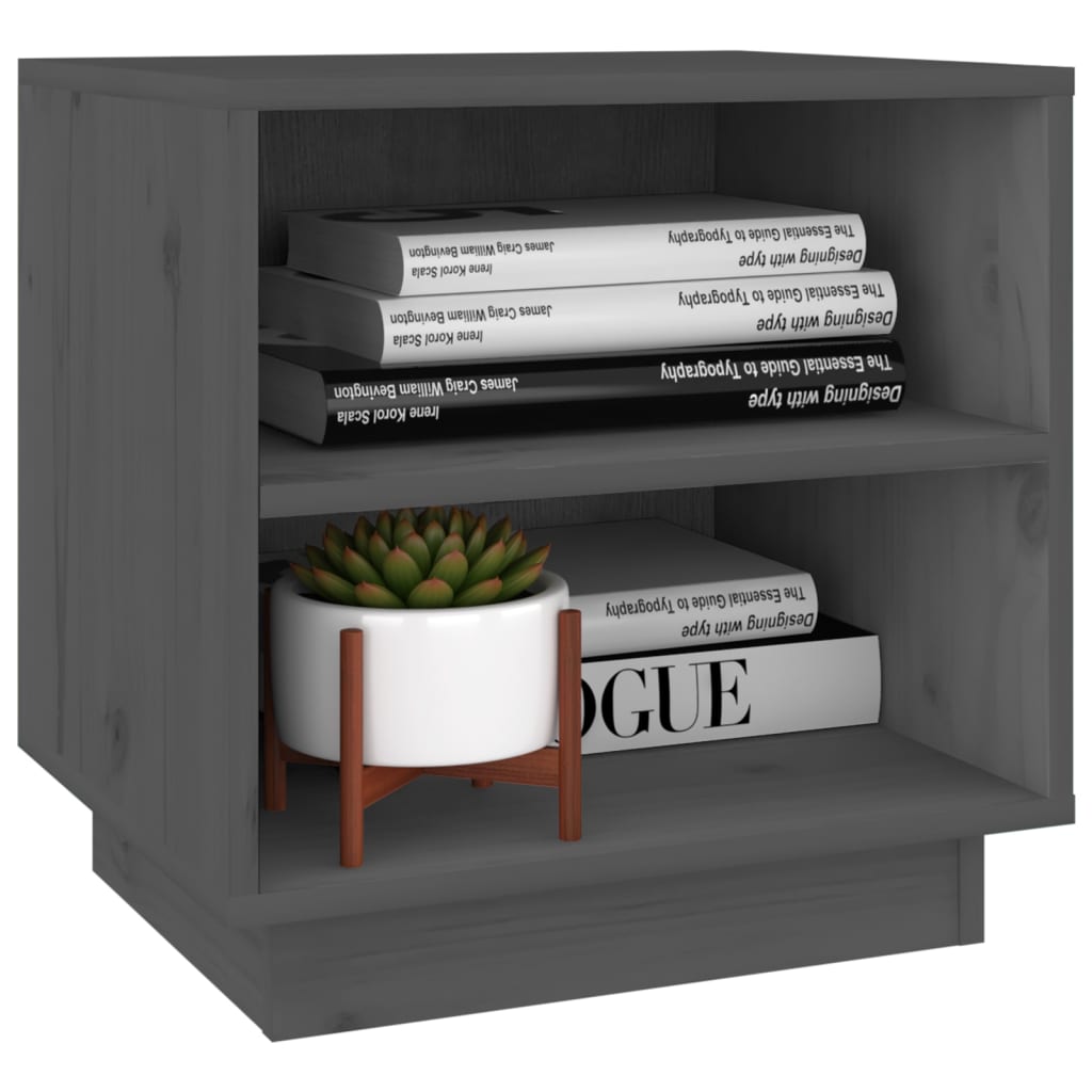 Tables de chevet 2 pcs Gris 40x34x40 cm Bois de pin solide - XIOS