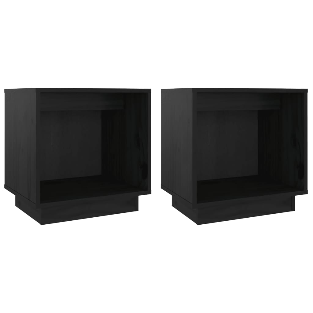 Tables de chevet 2 pcs Noir 40x30x40 cm Bois de pin solide - XIOS