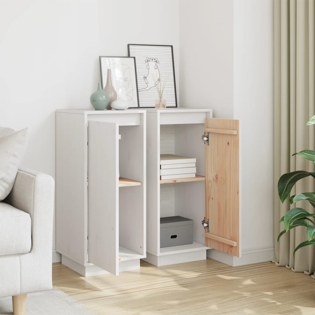Buffets 2 pcs Blanc 31,5x34x75 cm Bois massif de pin - XIOS