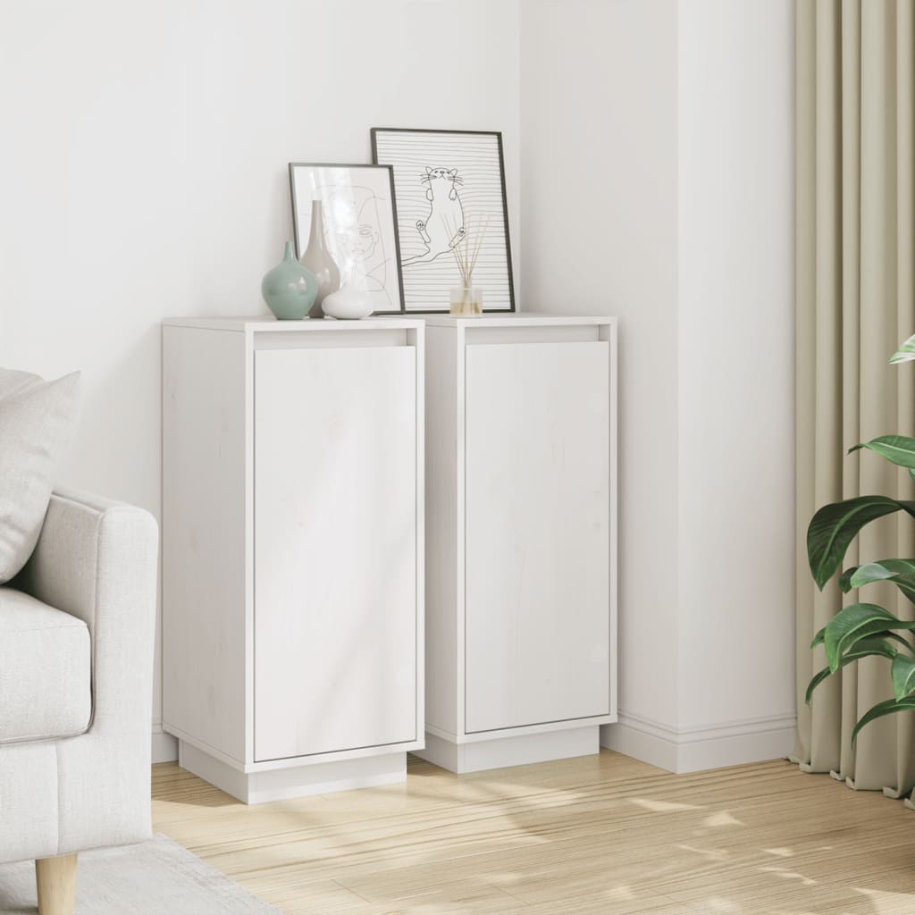 Buffets 2 pcs Blanc 31,5x34x75 cm Bois massif de pin - XIOS