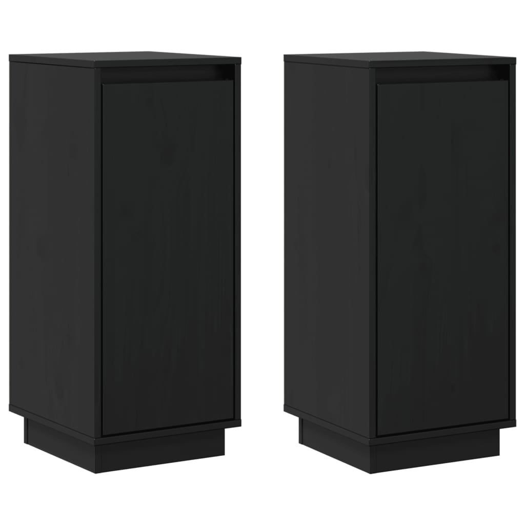 Buffets 2 pcs Noir 31,5x34x75 cm Bois massif de pin - XIOS
