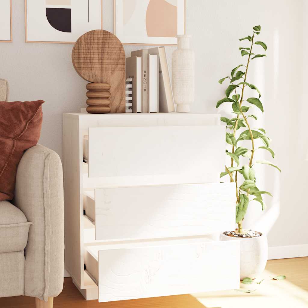 Buffet Blanc 60x34x75 cm Bois massif de pin - XIOS
