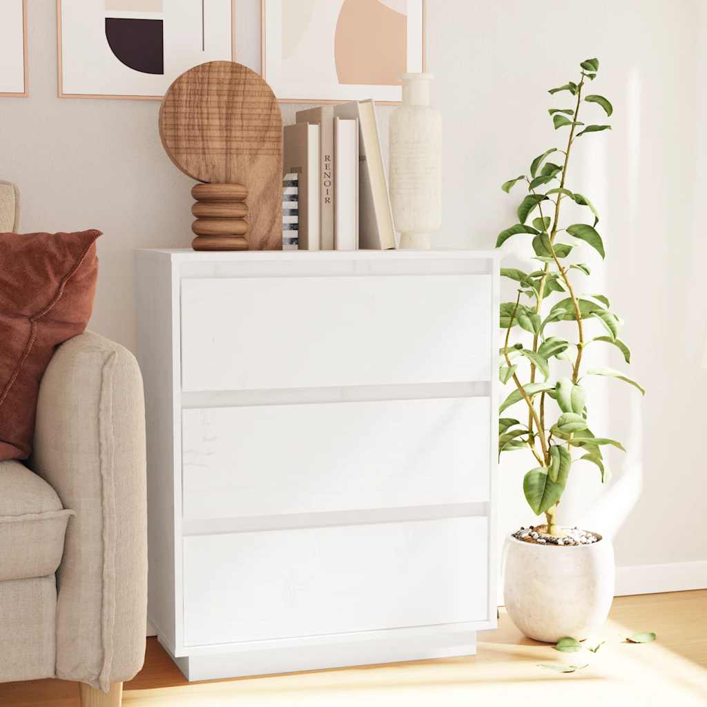 Buffet Blanc 60x34x75 cm Bois massif de pin - XIOS