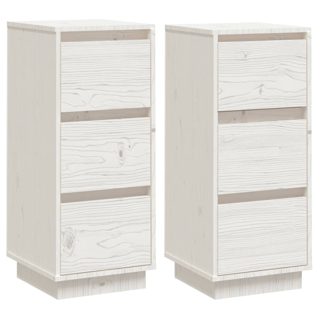 Buffets 2 pcs Blanc 32x34x75 cm Bois massif de pin - XIOS