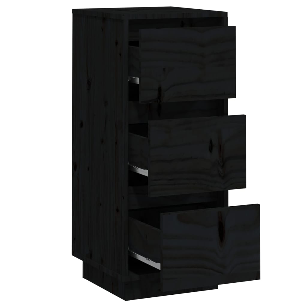 Buffets 2 pcs Noir 32x34x75 cm Bois massif de pin - XIOS