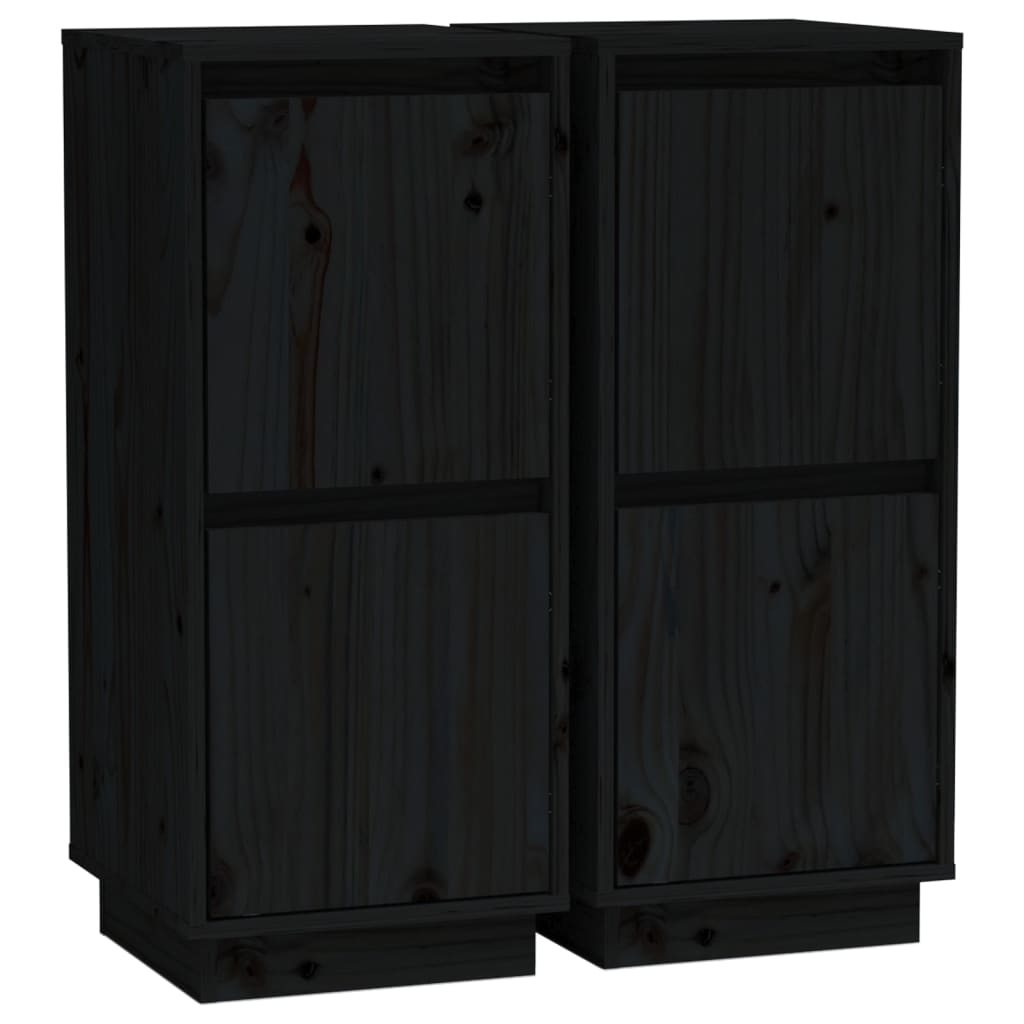 Buffets 2 pcs Noir 31,5x34x75 cm Bois massif de pin - XIOS