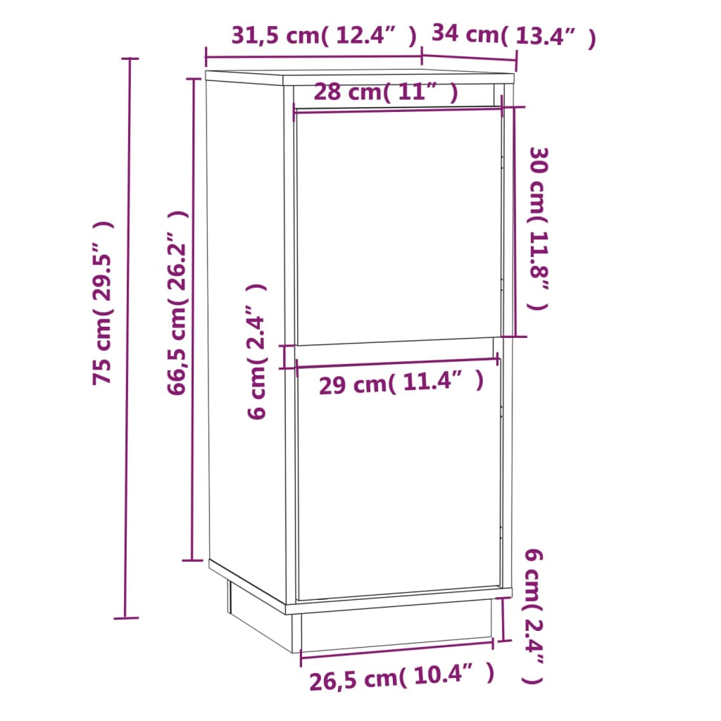 Buffets 2 pcs Noir 31,5x34x75 cm Bois massif de pin - XIOS