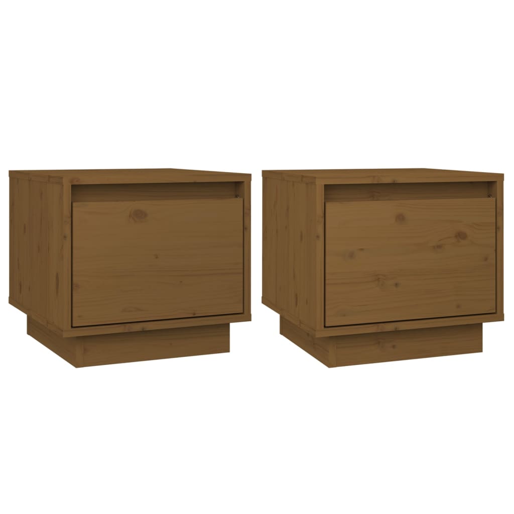 Tables de chevet 2pcs Marron miel 35x34x32cm Bois de pin solide - XIOS