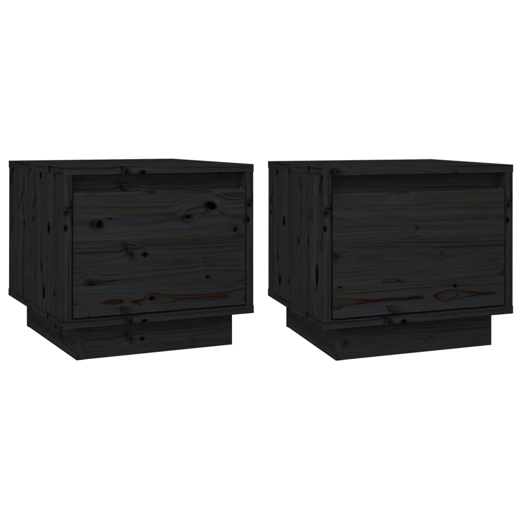 Tables de chevet 2 pcs Noir 35x34x32 cm Bois de pin solide - XIOS
