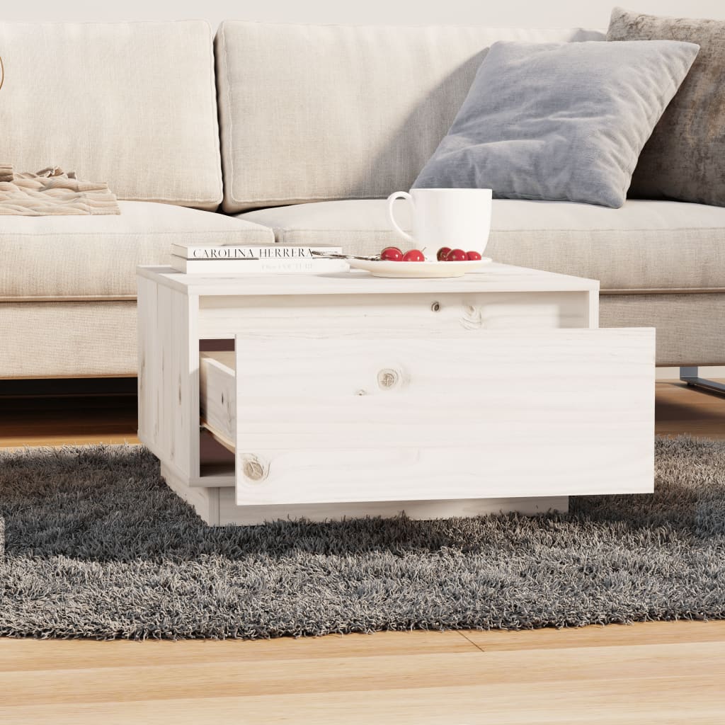 Table basse Blanc 55x56x32 cm Bois massif de pin - XIOS