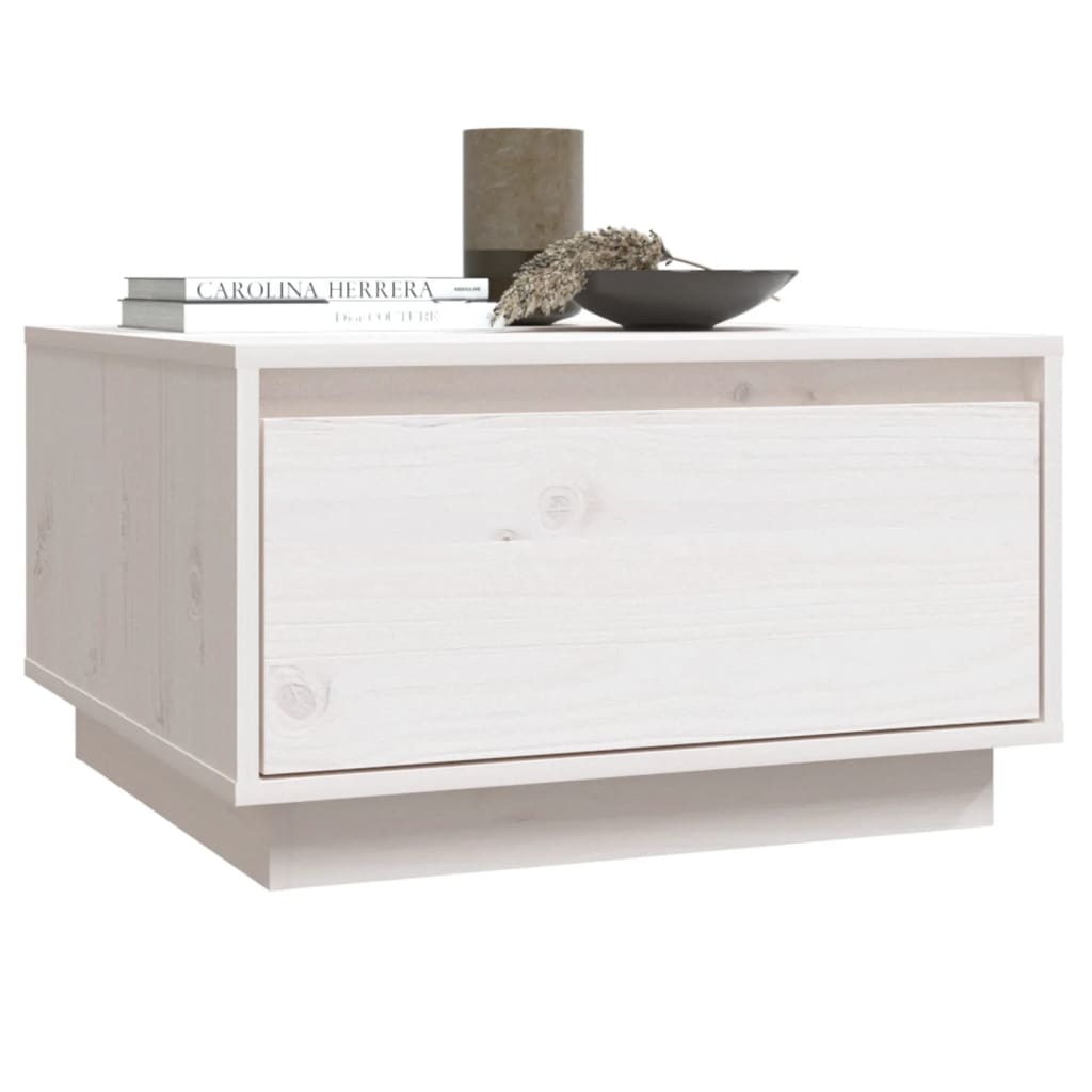 Table basse Blanc 55x56x32 cm Bois massif de pin - XIOS