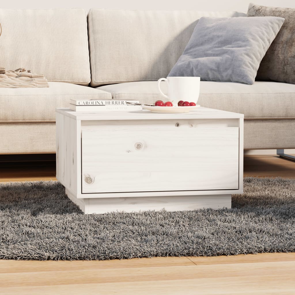 Table basse Blanc 55x56x32 cm Bois massif de pin - XIOS