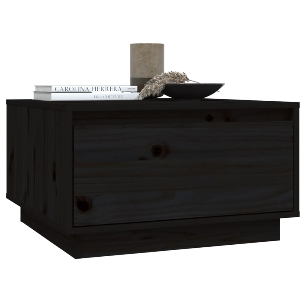 Table basse Noir 55x56x32 cm Bois massif de pin - XIOS