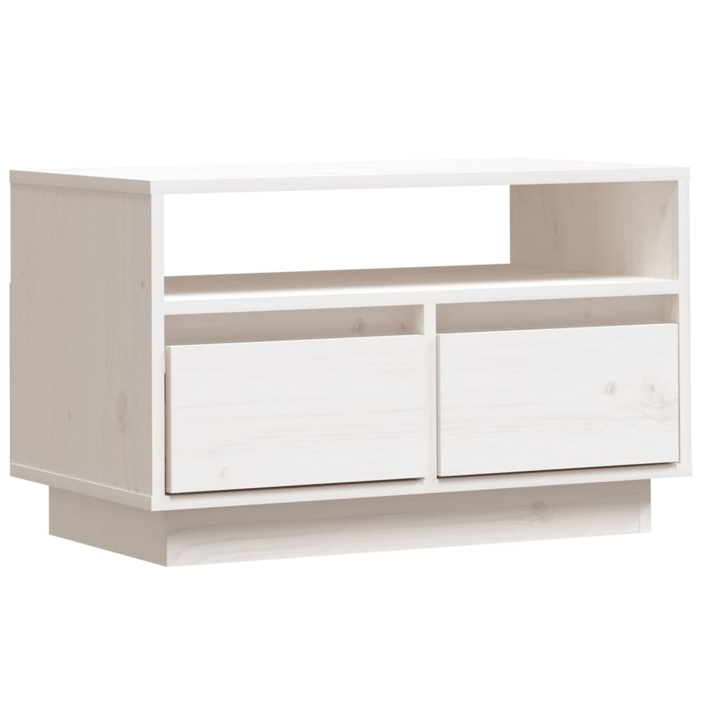 Meuble TV Blanc 60x35x37 cm Bois de pin massif - XIOS
