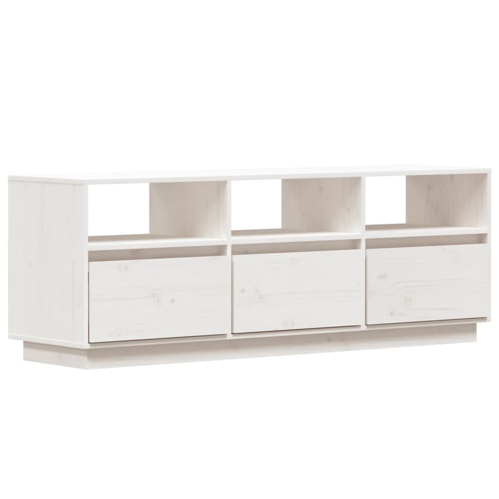 Meuble TV Blanc 140x37x50 cm Bois de pin massif - XIOS