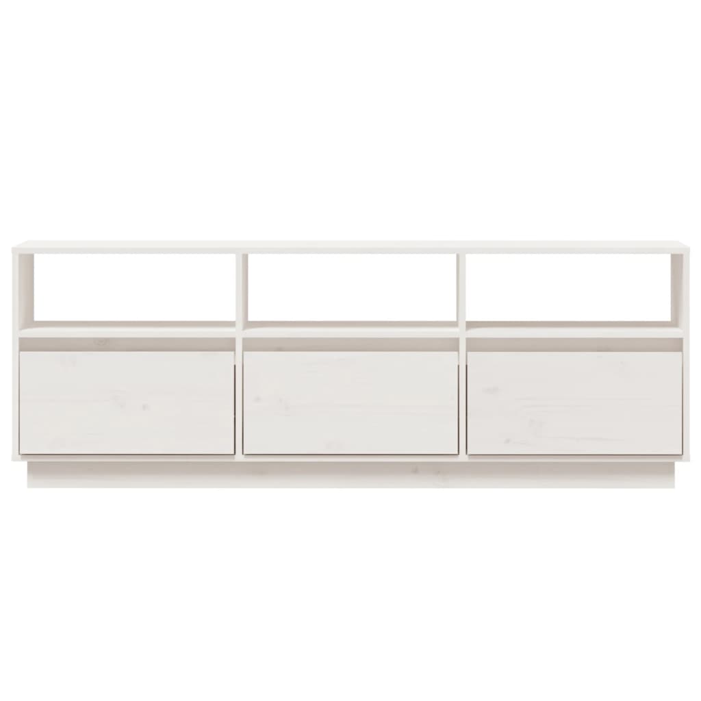 Meuble TV Blanc 140x37x50 cm Bois de pin massif - XIOS