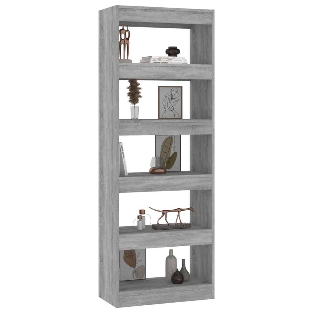 Bibliothèque/séparateur de pièce gris béton bois d'ingénierie - XIOS