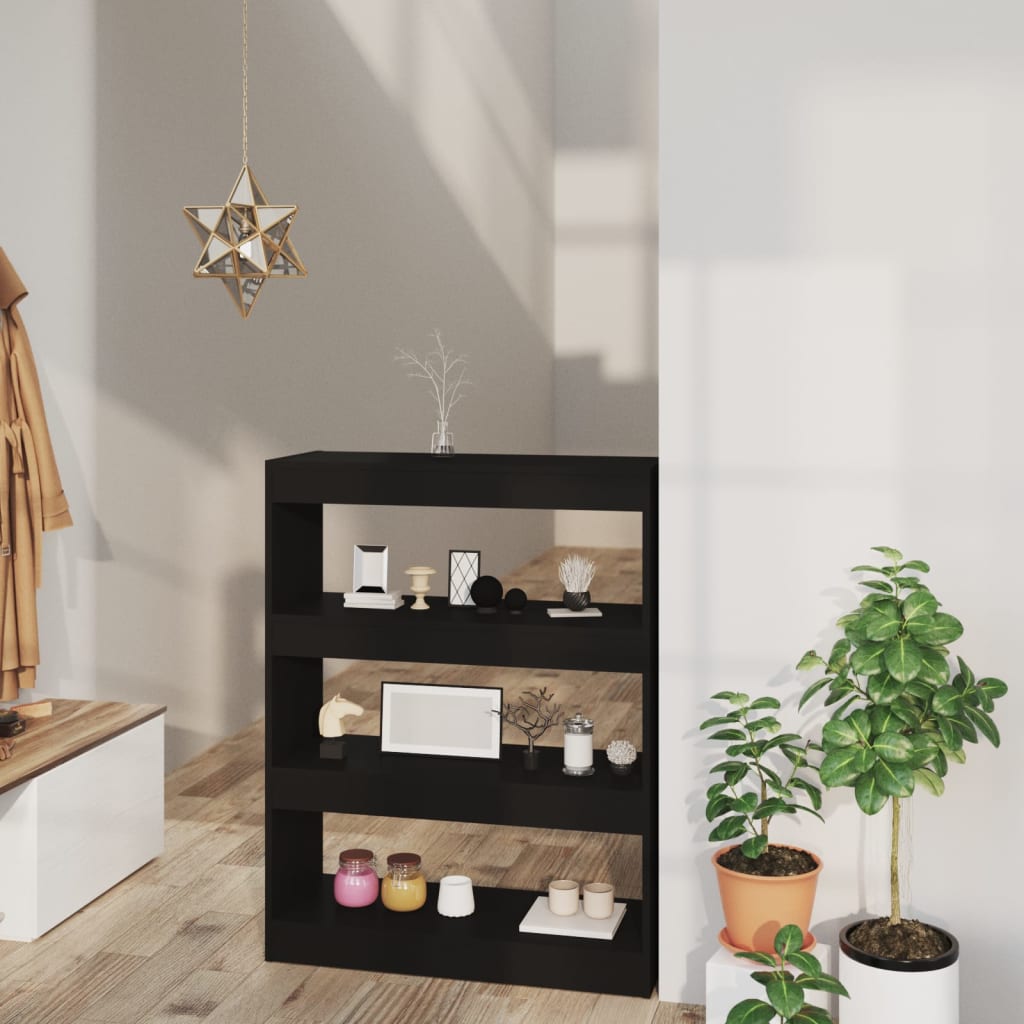 Bibliothèque/Cloison Noir 80x30x103 cm Bois d'ingénierie - XIOS