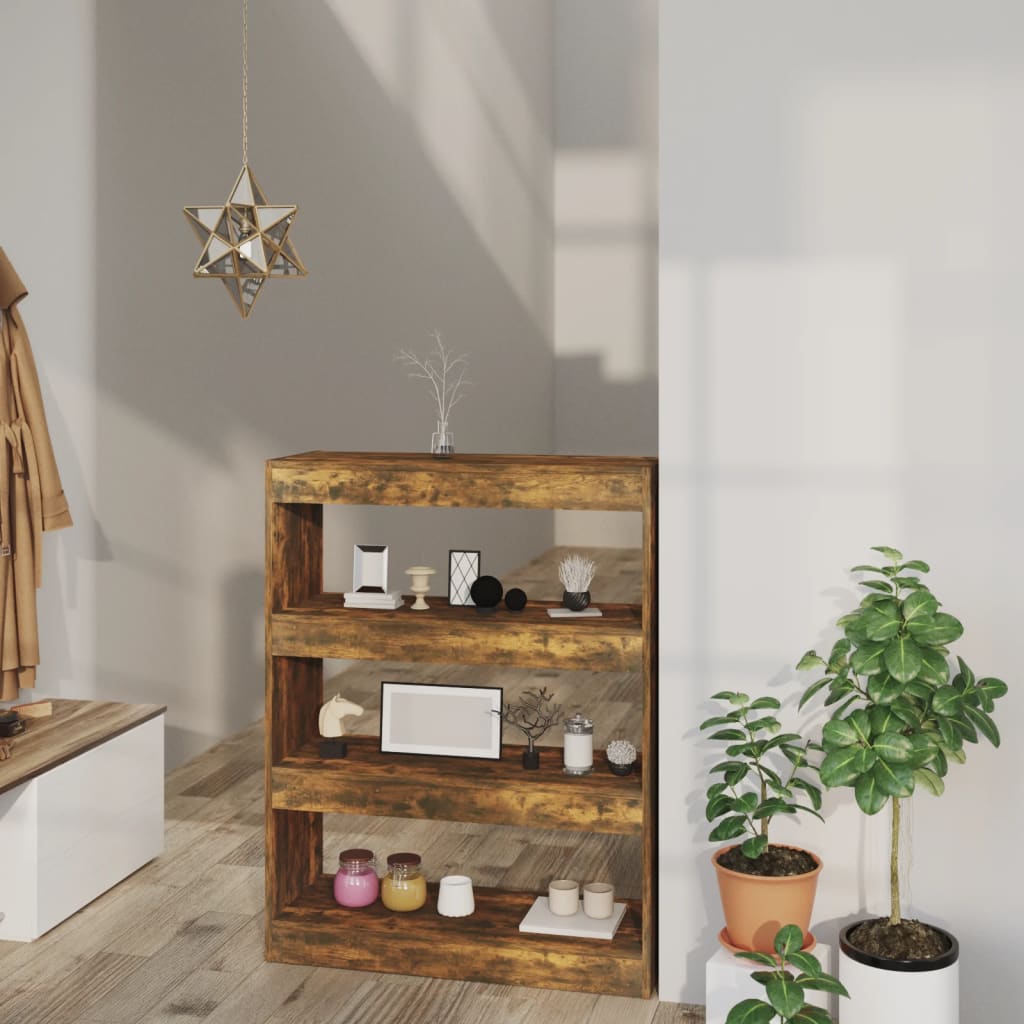 Bibliothèque/Séparateur de pièce chêne fumé bois d'ingénierie - XIOS