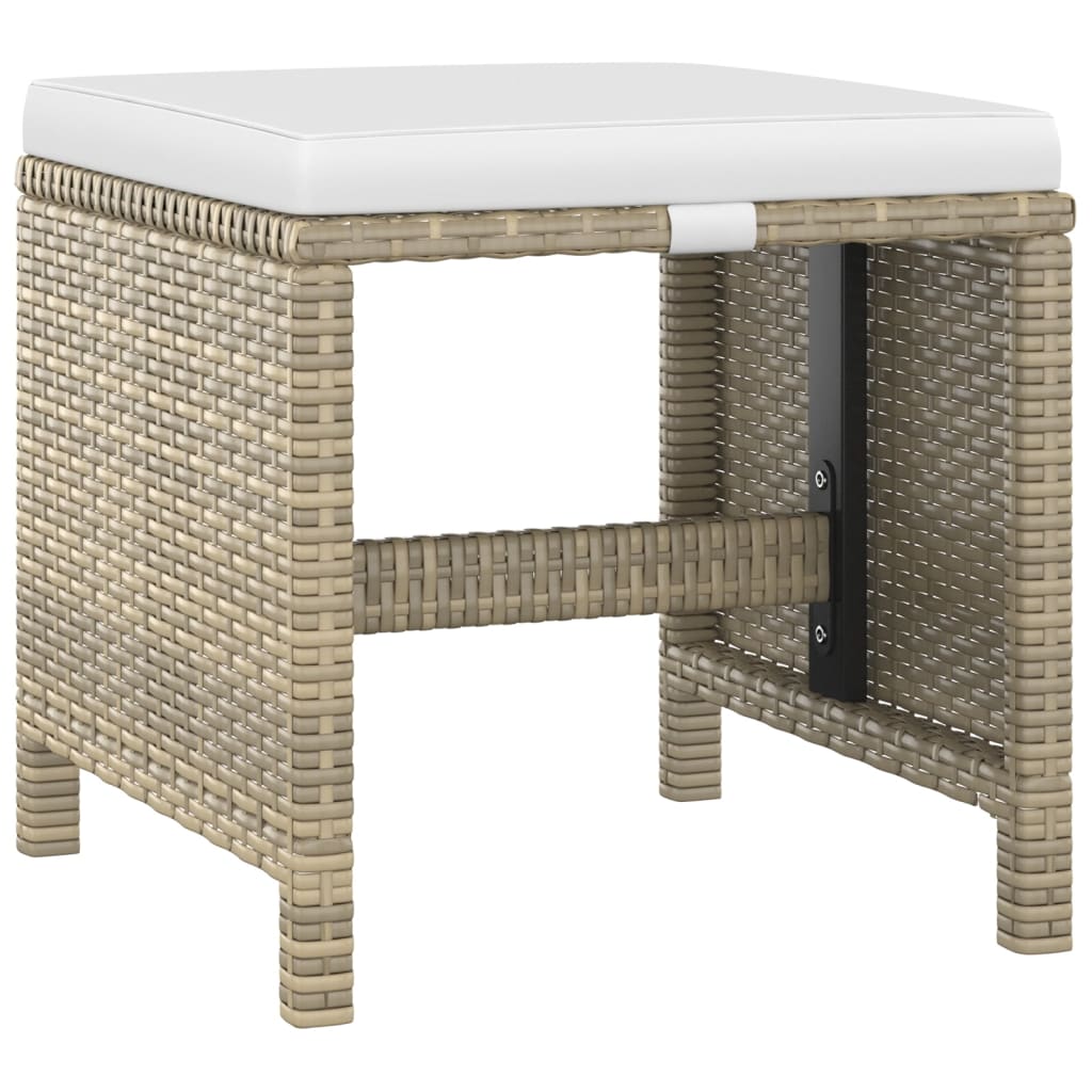 Ensemble à manger de jardin et coussins 5 pcs Poly rotin Beige