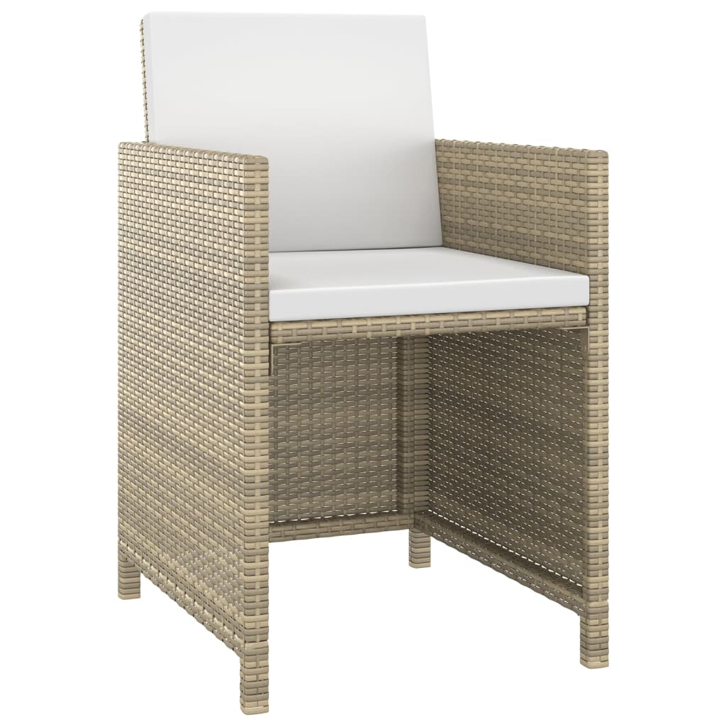 Ensemble à manger de jardin et coussins 3 pcs Poly rotin Beige