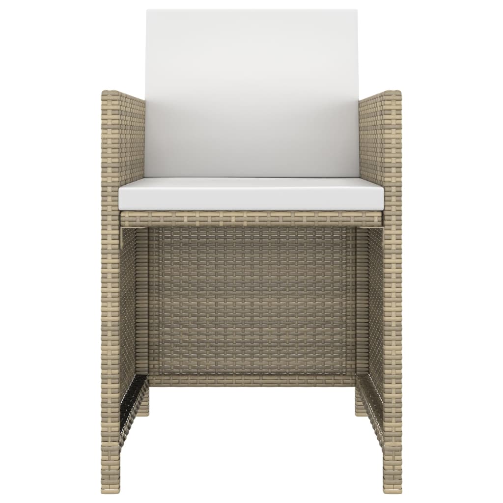 Ensemble à manger de jardin et coussins 3 pcs Poly rotin Beige
