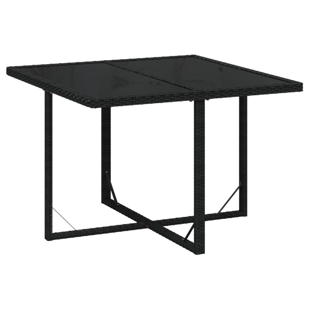 Ensemble à dîner de jardin avec coussins 5 pcs poly rotin noir