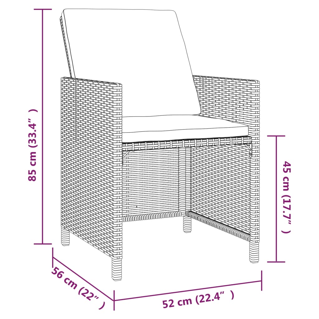 Ensemble à manger de jardin coussins 9pcs Résine tressée Noir