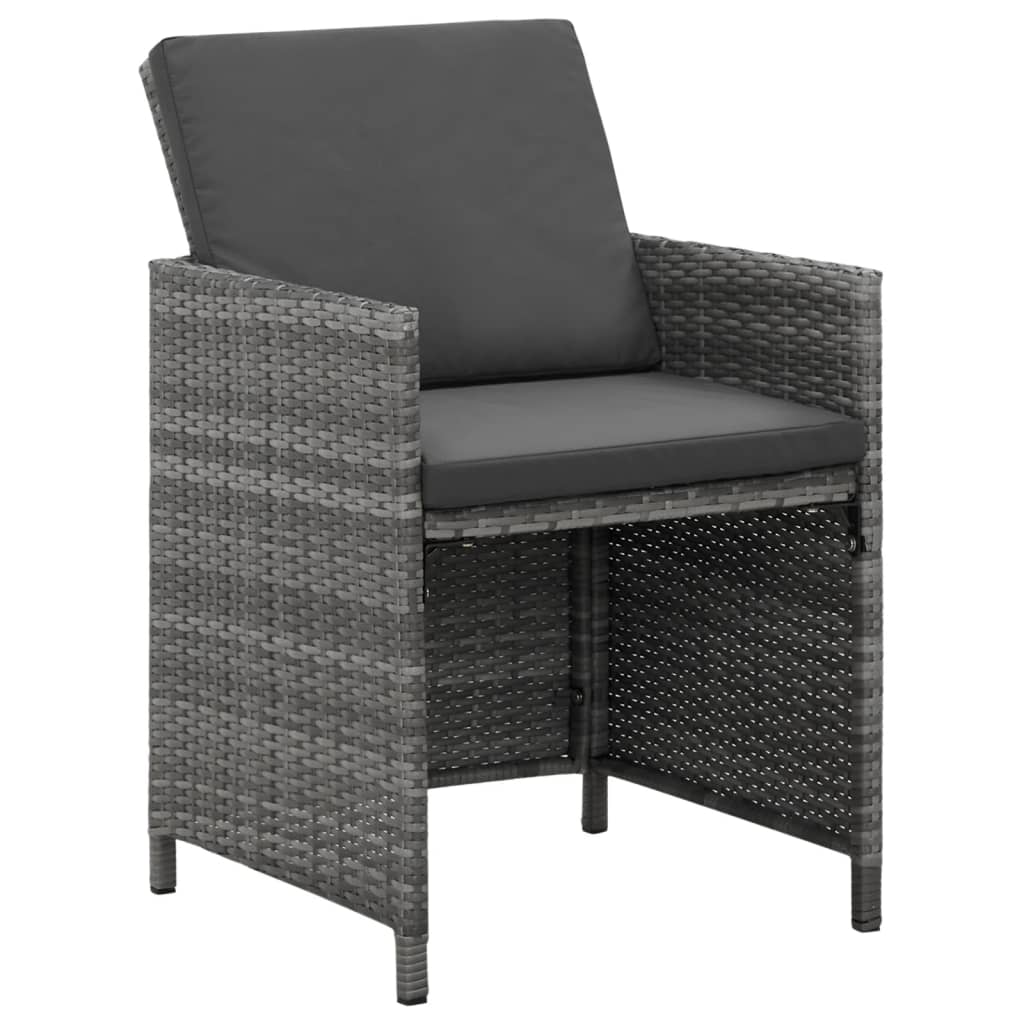 Ensemble à manger de jardin coussins 5pcs Résine tressée Gris