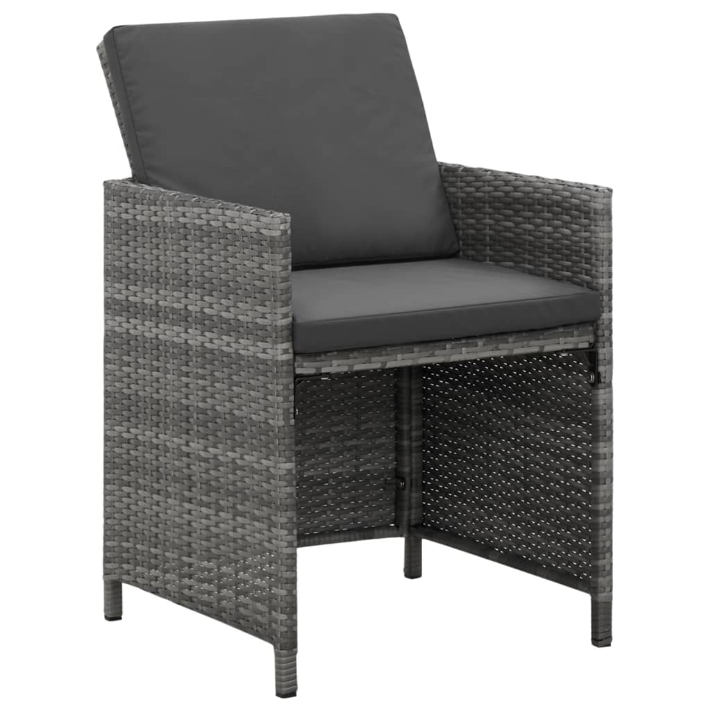 Ensemble à manger de jardin coussins 9pcs Résine tressée Gris