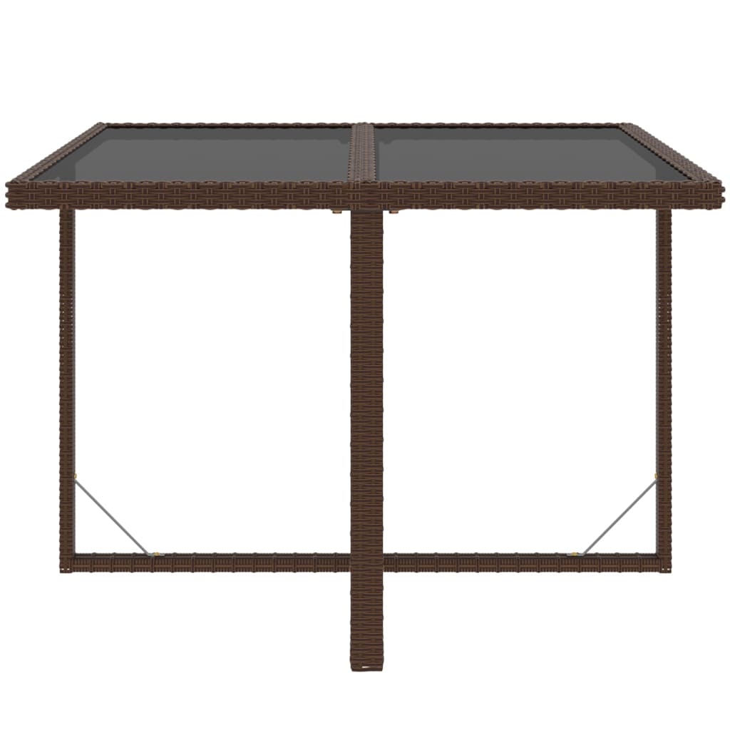 Ensemble à dîner de jardin avec coussins 5 pcs poly rotin brun