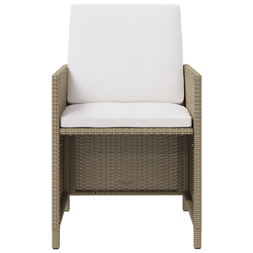 Ensemble à manger de jardin et coussins 5 pcs Poly rotin Beige