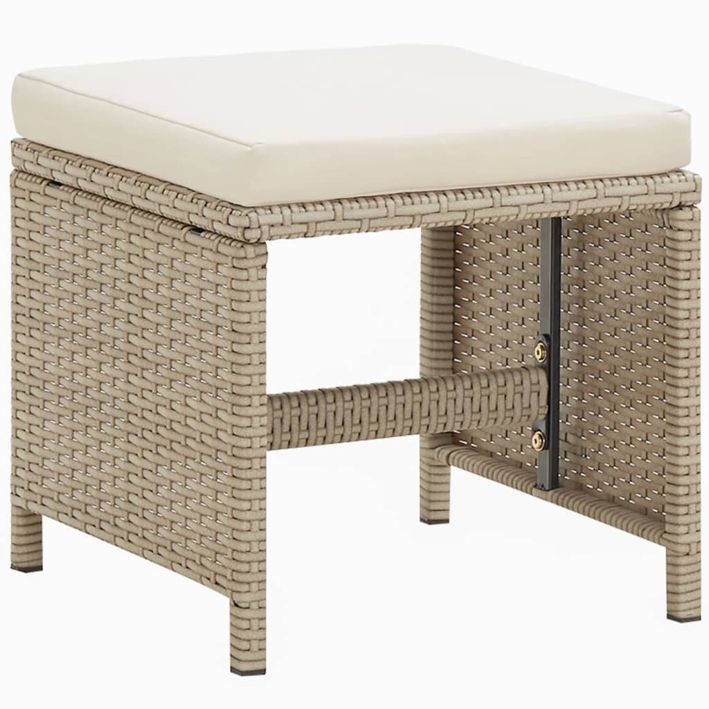 Ensemble à manger de jardin et coussins 9 pcs Poly rotin Beige