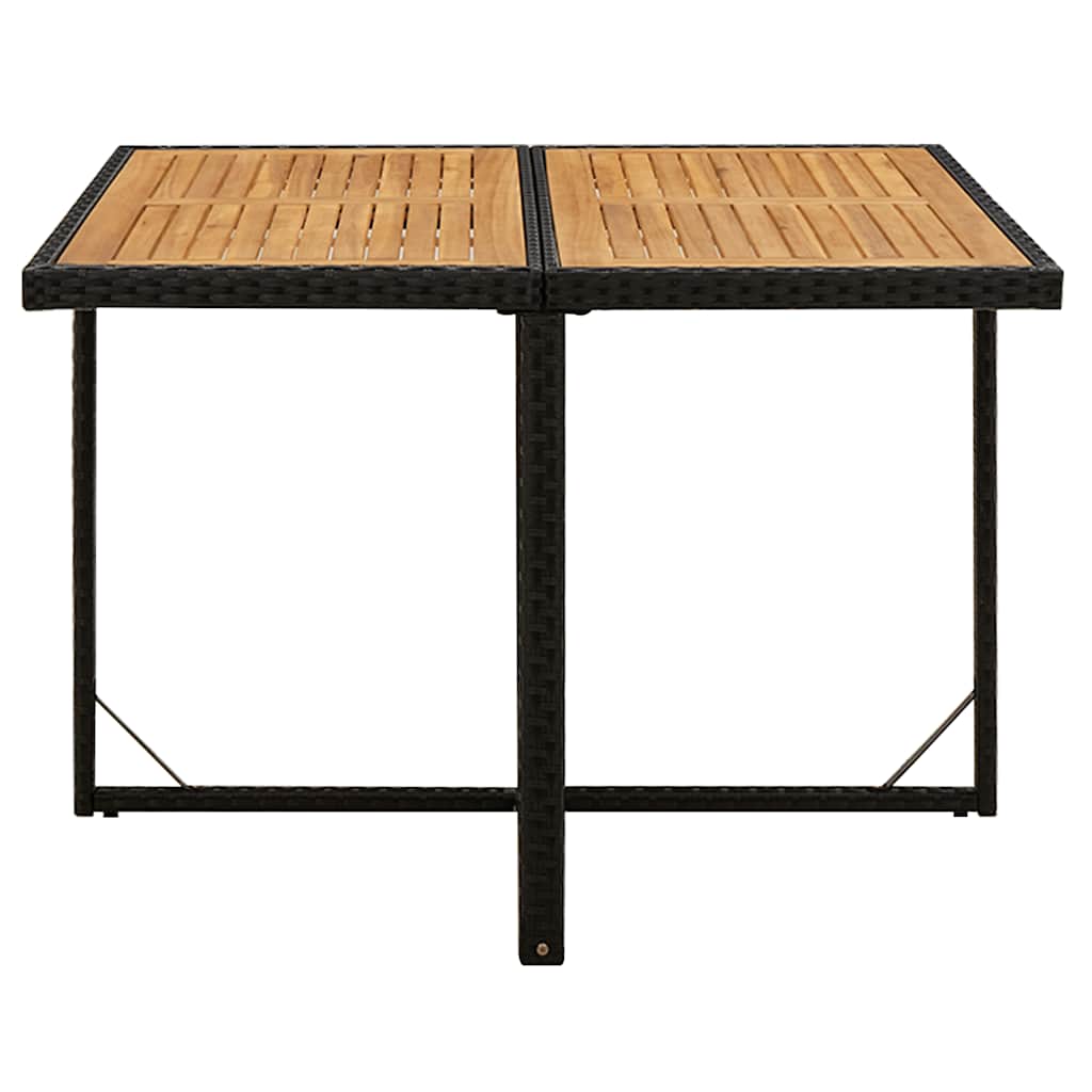 Ensemble à dîner de jardin avec coussins 5 pcs poly rotin noir