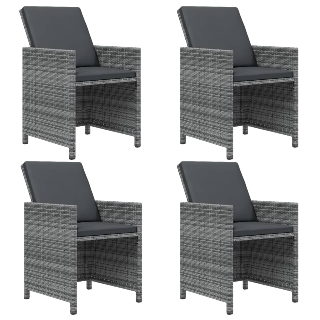 Ensemble à manger de jardin coussins 5pcs Résine tressée Gris