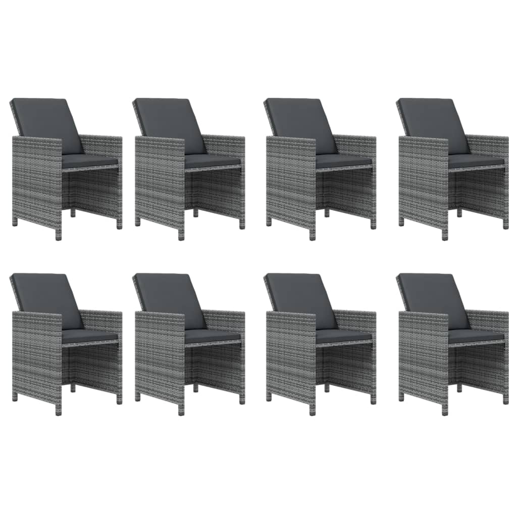 Ensemble à manger de jardin coussins 9pcs Résine tressée Gris - XIOS