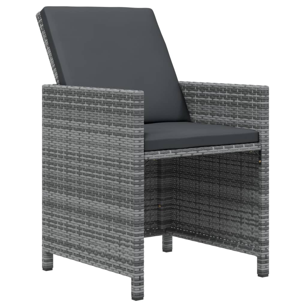 Ensemble à manger de jardin coussins 9pcs Résine tressée Gris - XIOS