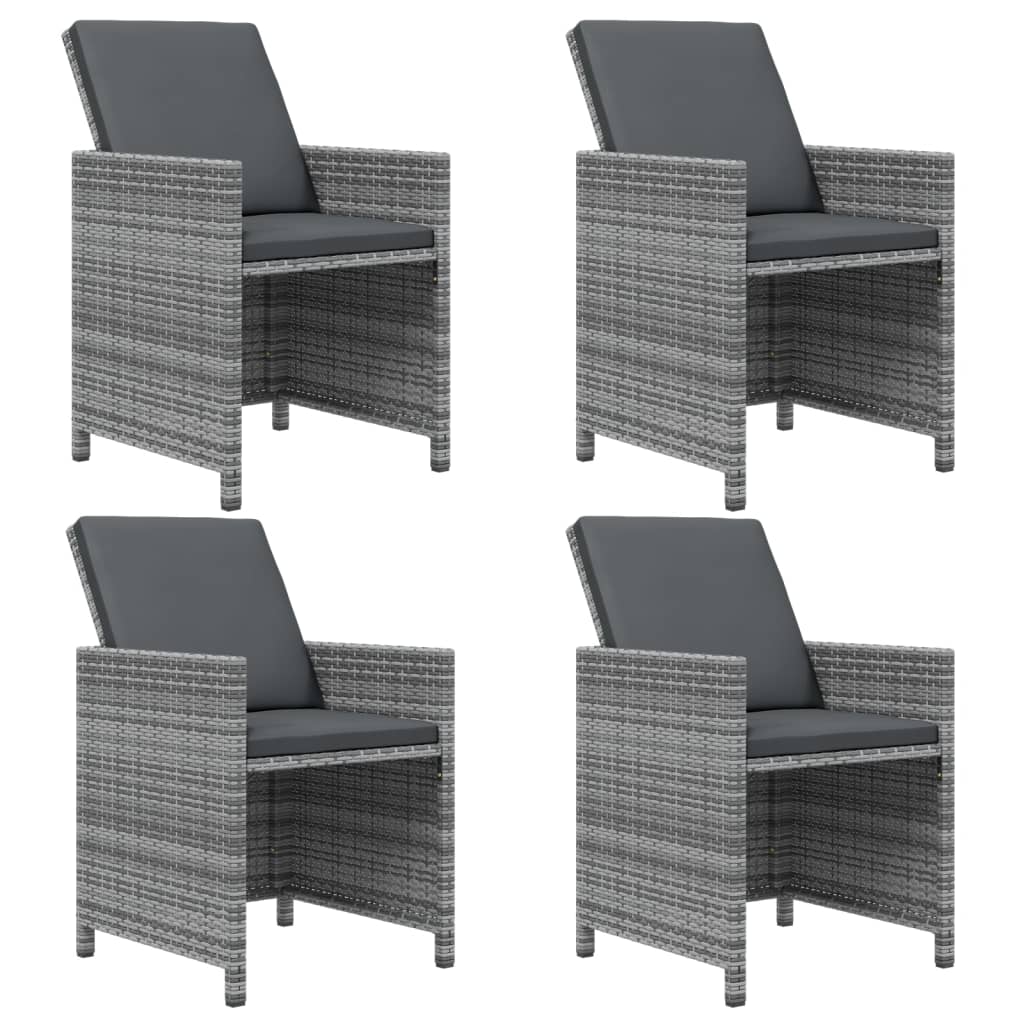 Ensemble à manger de jardin coussins 9pcs Résine tressée Gris