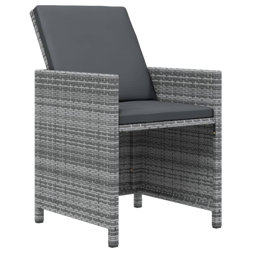 Ensemble à manger de jardin coussins 9pcs Résine tressée Gris