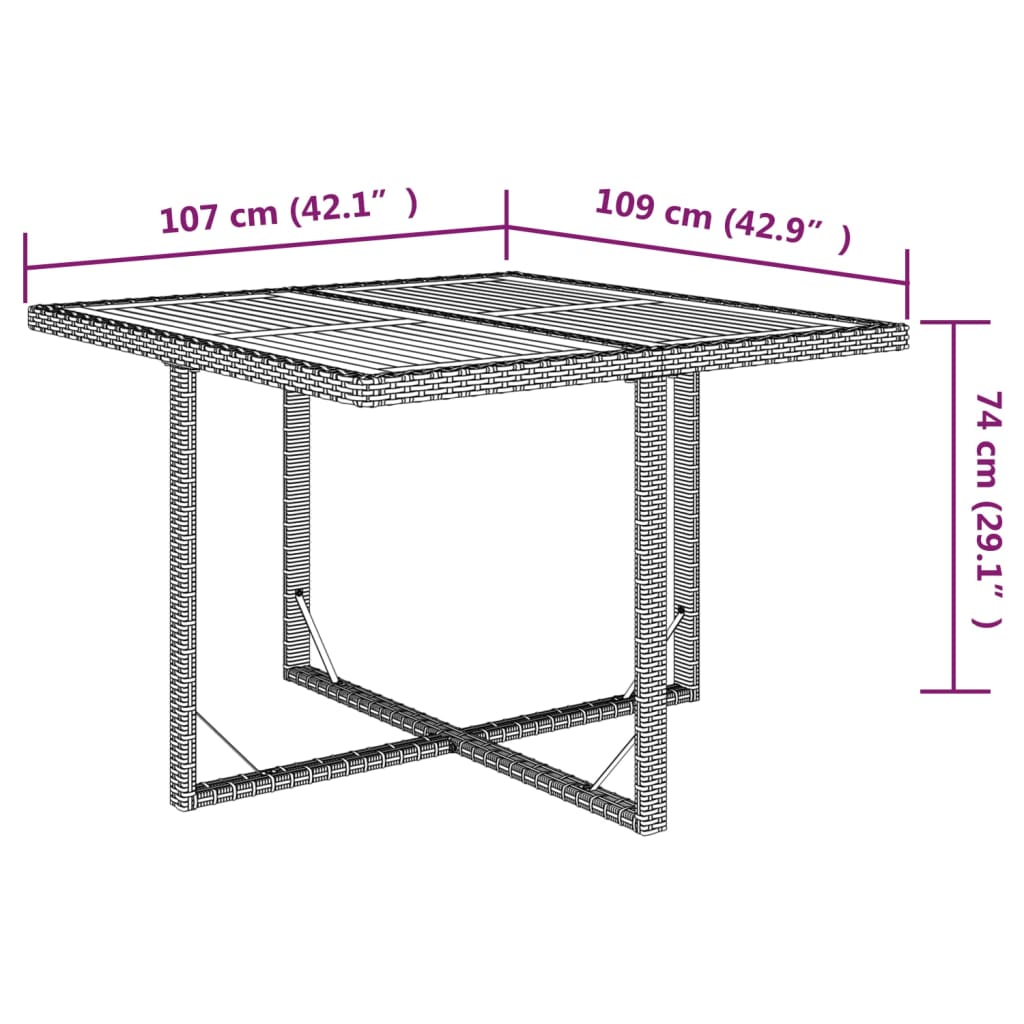 Ensemble à manger de jardin et coussins 5 pcs Poly rotin Beige