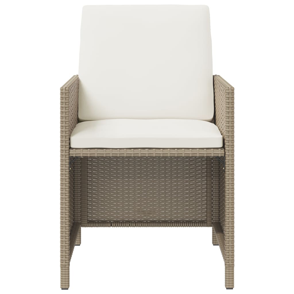Ensemble à manger de jardin et coussins 9 pcs Poly rotin Beige