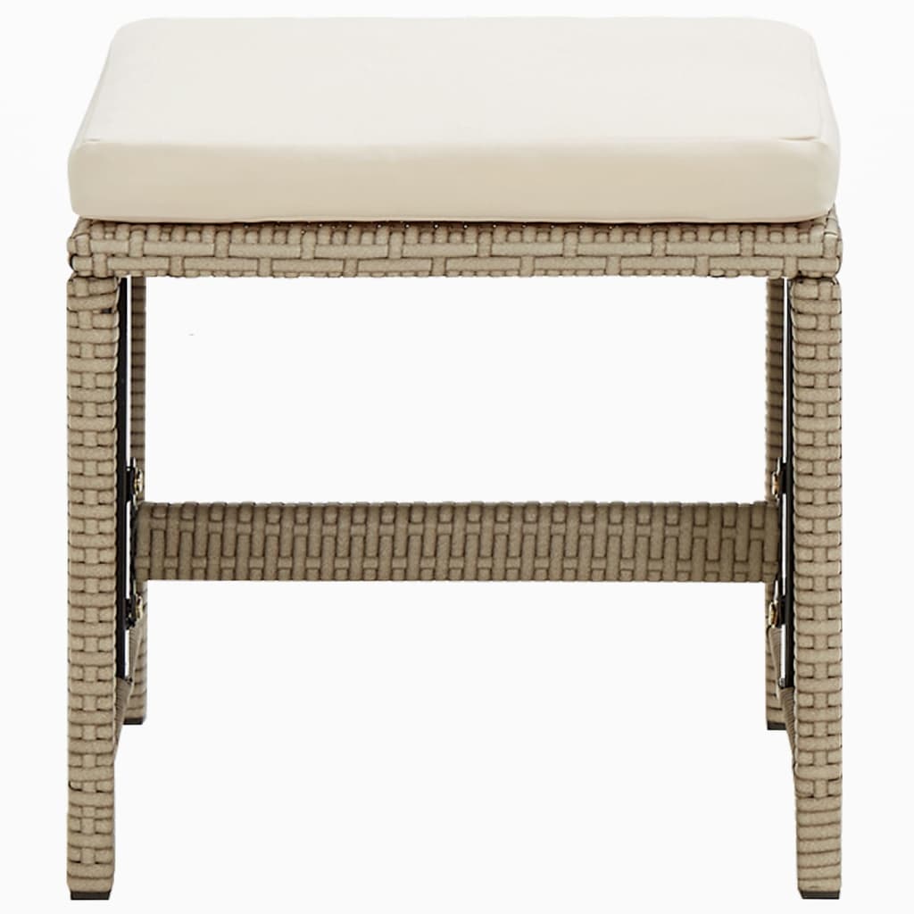 Ensemble à manger de jardin et coussins 9 pcs Poly rotin Beige