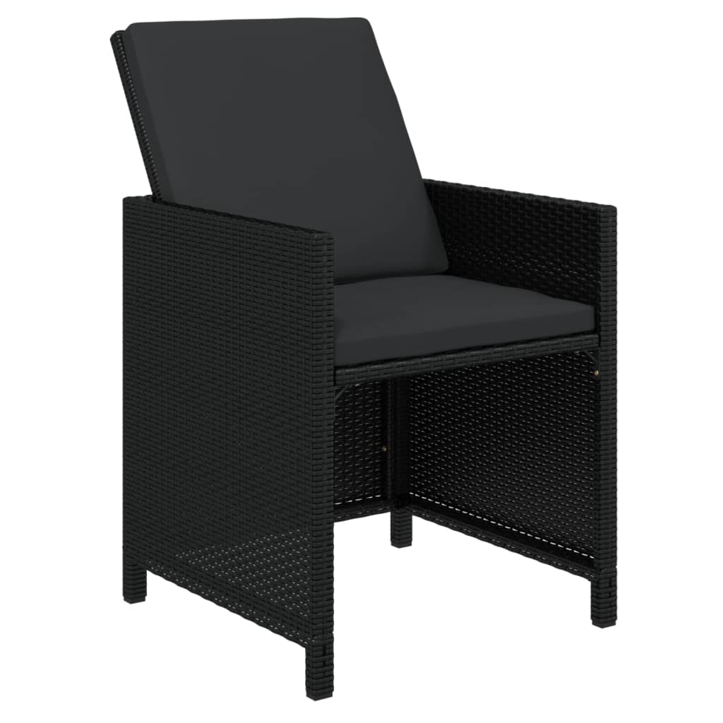 Ensemble à manger de jardin coussins 7pcs Résine tressée Noir