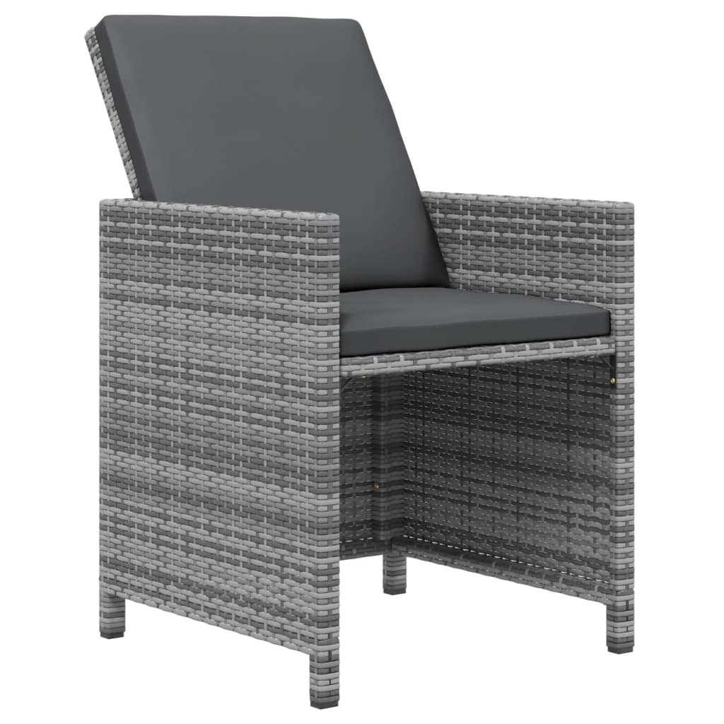 Ensemble à manger de jardin coussins 7pcs Résine tressée Gris