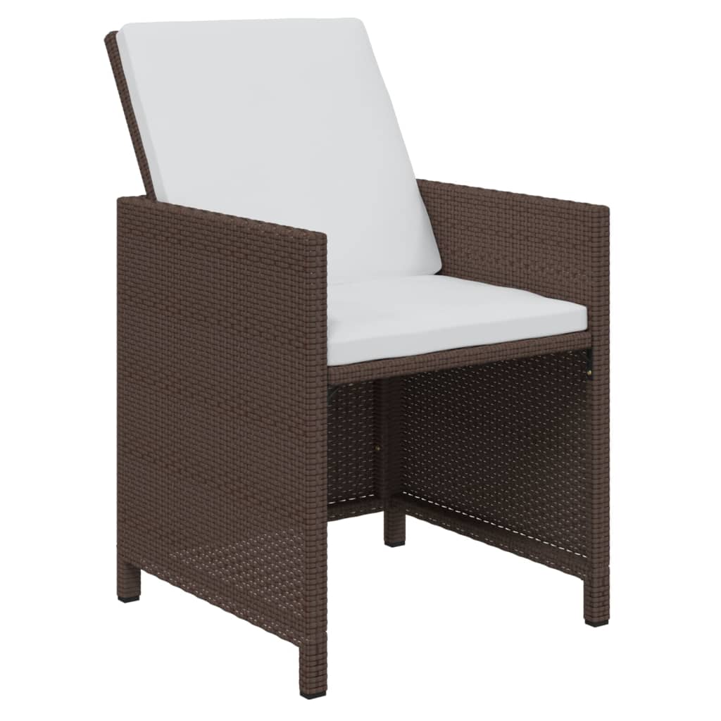 Ensemble à manger de jardin et coussins 7 pcs marron poly rotin