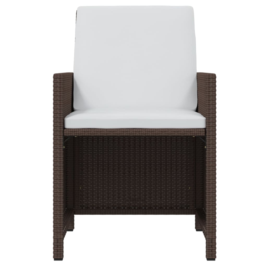 Ensemble à manger de jardin et coussins 7 pcs marron poly rotin