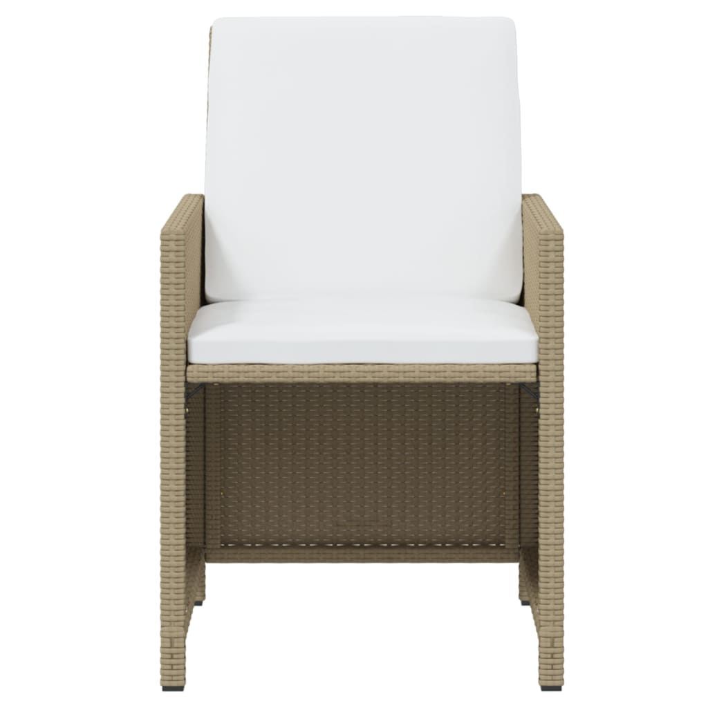 Ensemble à manger de jardin et coussins 7 pcs Poly rotin Beige