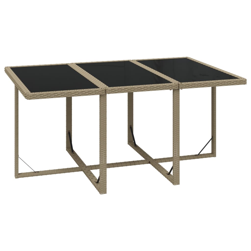 Ensemble à manger de jardin et coussins 7 pcs Poly rotin Beige