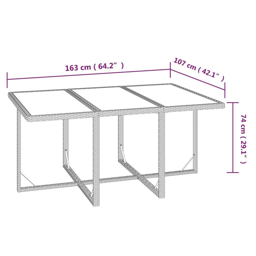 Ensemble à manger de jardin et coussins 7 pcs Poly rotin Beige