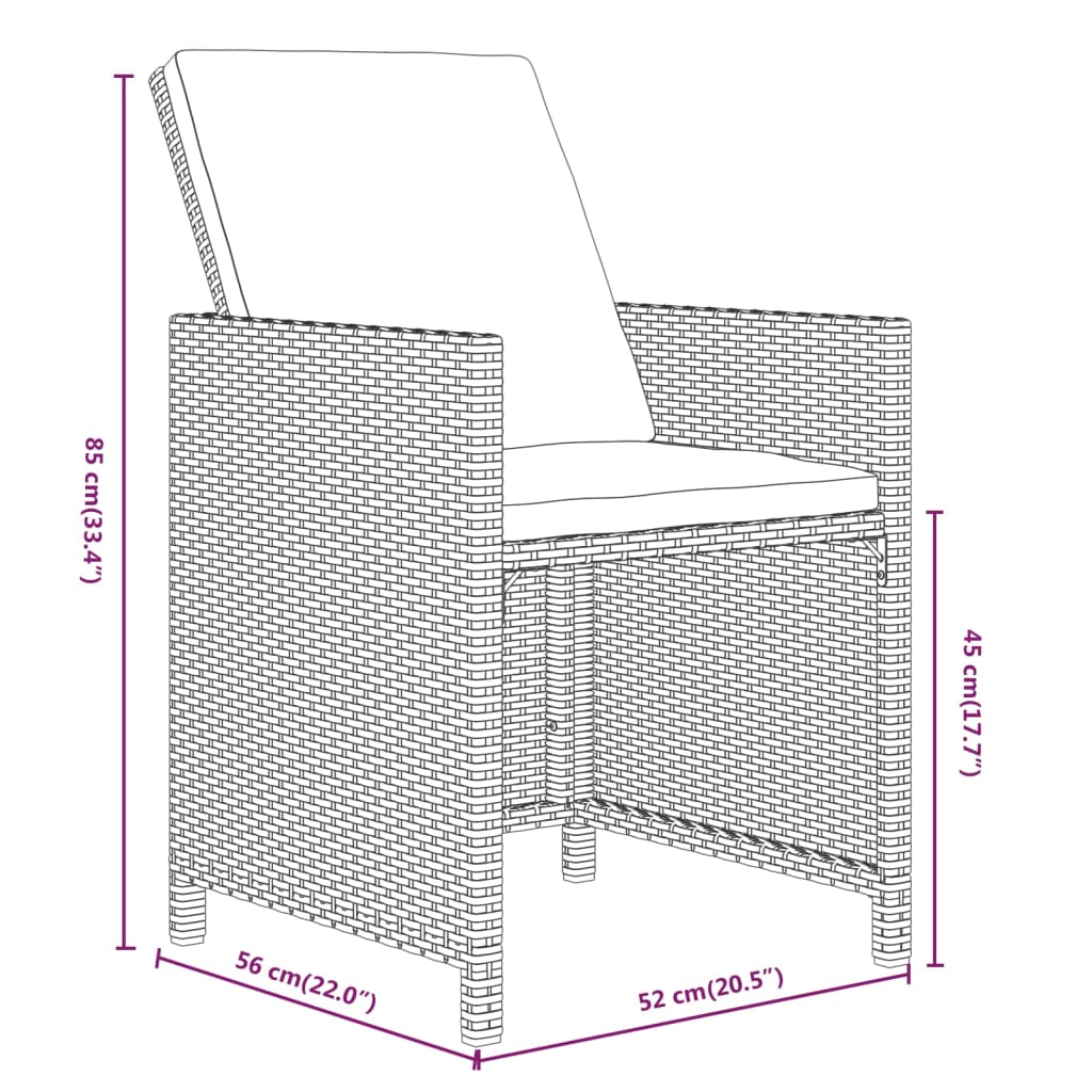 Ensemble à manger de jardin et coussins 7 pcs Poly rotin Beige
